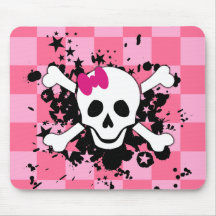 Crânio cor-de-rosa do tabuleiro de damas mouse pads