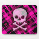 Crânio cor-de-rosa Mousepad da xadrez