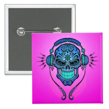Crânio do açúcar do DJ - azul e roxo Boton