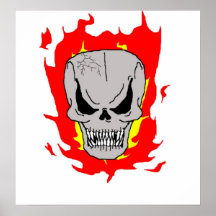 Crânio flamejante posters