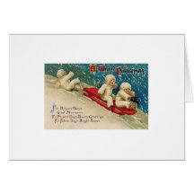 Crianças do Victorian que Sledding o cartão de Nat