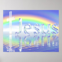Cruz de Jesus do arco-íris Poster