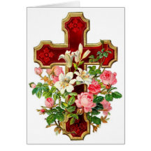 Cruz floral cartão