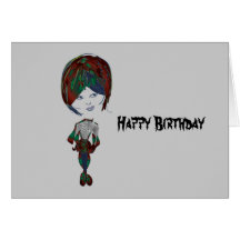 cumprimento do aniversário da arte da menina de Em Cartao