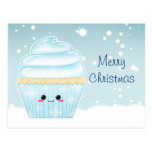 Cupcake bonito do floco de neve do Natal de Kawaii Cartão Postal