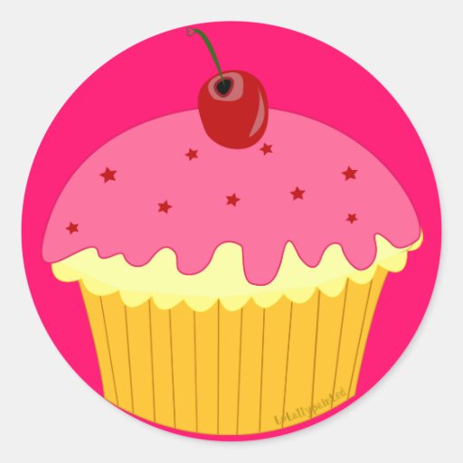 Cupcake cor-de-rosa adesivo