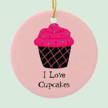 Cupcake cor-de-rosa de néon ornamentos