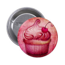 cupcake cor-de-rosa de paisley botons