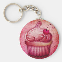cupcake cor-de-rosa de paisley chaveiros