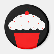 cupcake da cereja imãs de geladeira