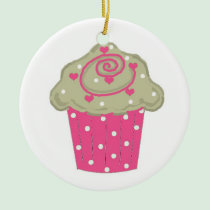 Cupcake do rosa quente ornamentos
