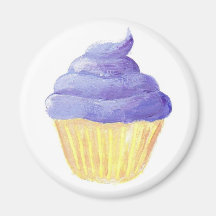 Cupcake roxo da crosta de gelo imã