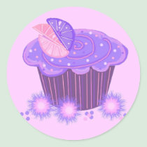 Cupcake roxo do redemoinho autocolantes