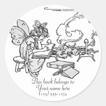 Da "Bookplate da fada leitura" Adesivos Redondos