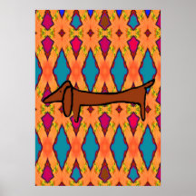 Dachshund abstrato de Brown Poster