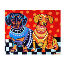 Dachshunds pela urze Galler Cartao Postal
