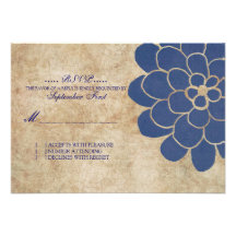 Dália azul RSVP Wedding floral do vintage Convite Personalizados
