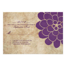 Dália roxa RSVP Wedding floral do vintage Convites Personalizado