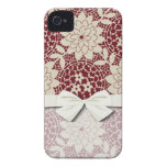 damasco floral da estrutura do creme de Borgonha Capa iPhone 4 Case-Mate