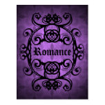 Damasco gótico elegante roxo e preto cartao postal