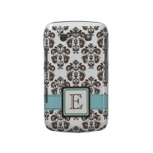 Damasco Monogrammed Blackberry de Brown azul da ca Capas Blackberry