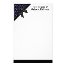 Damasco preto e roxo do arco da fita papel personalizado
