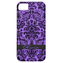 Damasco roxo com nome capa iPhone 5 Case-Mate
