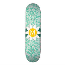Damasco verde de Seafoam; Margarida do primavera Skateboard