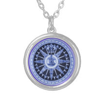 Delft-Azul-Olhar dos sentidos do compasso do navio Colares Personalizados