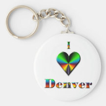 Denver -- Azul & alaranjado verdes Chaveiro