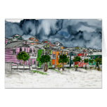 desenho tropical da arte das casas de praia cartões
