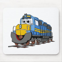 Desenhos animados azuis do motor do trem mouse pads