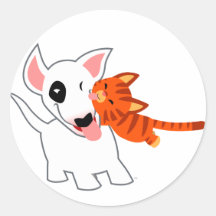 Desenhos animados bonitos bull terrier e etiqueta  adesivos