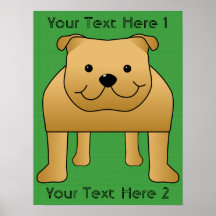 Desenhos animados bonitos do cão. Buldogue vermelh Poster