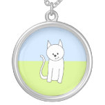 Desenhos animados brancos do gato colar