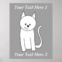 Desenhos animados brancos do gato pôsteres