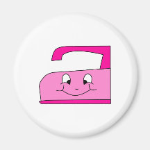 Desenhos animados cor-de-rosa do ferro. No branco