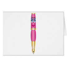 Desenhos animados da senhora cor-de-rosa caneta cartões