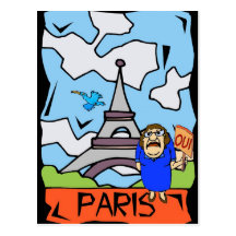 Desenhos animados do viagem de Paris Cartões Postais