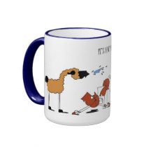 Desenhos animados engraçados do cavalo & do lama canecas