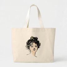 Design da cabeça da menina de Gibson Bolsa Para Compras