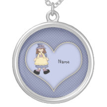 Design do coração da menina do país colares personalizados