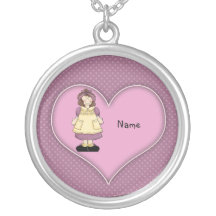 Design do coração da menina do país colares personalizados