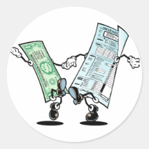 Design feliz do reembolso de imposto adesivos em formato redondos