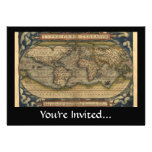 Design histórico do atlas do mapa do mundo do vint convite personalizado