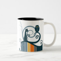 Design original do gato e da coruja caneca