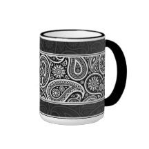 Design retro ornamentado preto & branco do teste p caneca