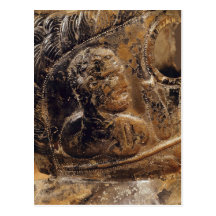 Detalhe da máscara de um gladiador cartao postal