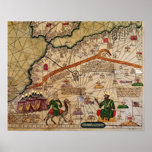 Detalhe de cópia de um mapa Catalan de Europa Posteres