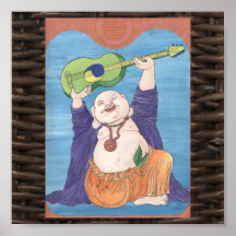 Deus de riso da guitarra pôsteres